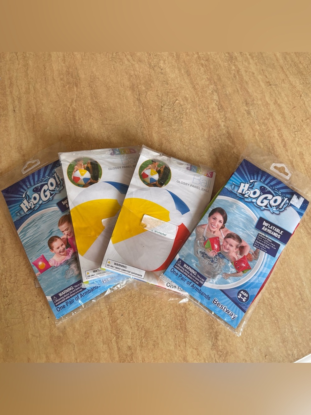 Bundle Of  2 Inflatable Armbands And 2 Glossy Panel Ball Sealed Bags Brand New